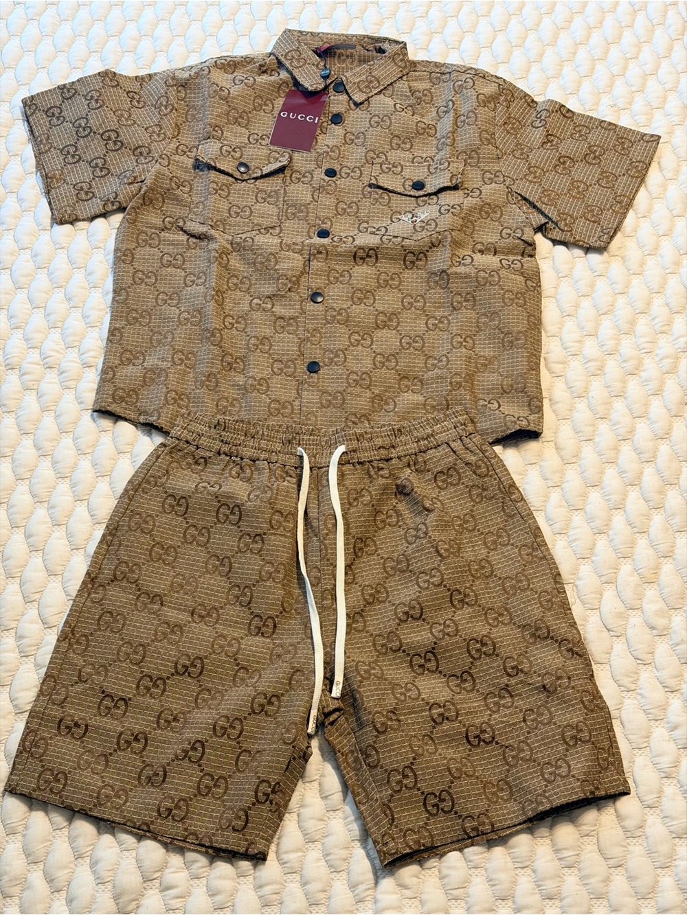 Gucci Brown Monogram Short Set XL